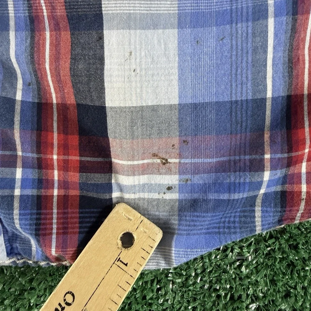 Roar Men's Long Sleeve Button Shirt Size XL Blue Plaid Embroidered